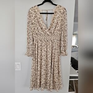 WDFMYS Floral Smocked Long Sleeve Dress Size L